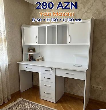 Yazı masası – 280 AZN Ölçülər: Dərinlik 50 sm × Hündürlük 160 sm ×