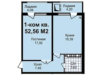 Продажа квартир: 1 комната, 54 м², Элитка, 7 этаж, Готовая ПСО (под самоотделку) — 2