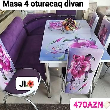 metbex divanı: Mətbəx/qonaq otağı üçün dəst: - Masa + 4 ədəd stul + 4 oturaqlı künc — 1