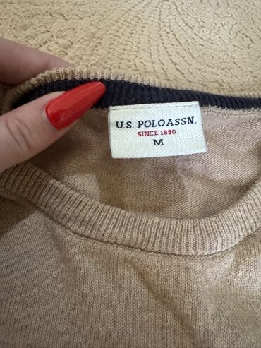 Рубашки: Мужской свитер, U.S. Polo Assn, M (EU 38), цвет - Бежевый