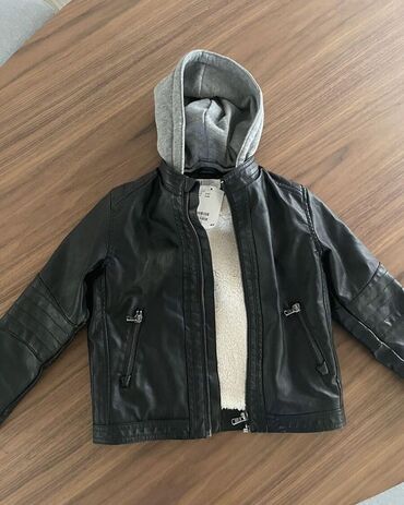 moto gödəkçə: ORIJINAL H&M Dəri bayker Gödəkçəsi Moto Gödəkçə Qara (Ölçü 8-9Y)