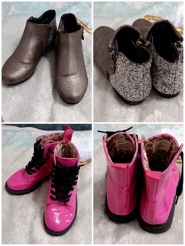 зимняя обувь детская: Продам обувь для девочки на 7-8 лет 1) ботиночки серебряные с