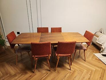 Mətbəx üçün, İşlənmiş, Açılan, Dördbucaq masa, 6 stul
