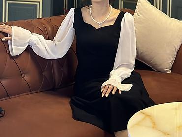 ziyafet geyim: Qadın paltarı – qara-bəyaz - Stil: Klassik və zərif, iki rəngli — 3