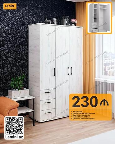 Ev üçün mebel: LA MINI 3 qapılı dolab - Ölçülər: D 47 × H 200 × U 120 sm - Rəng — 1