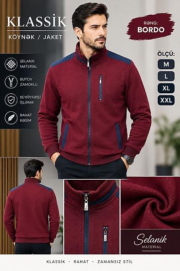 Klassik kişi köynək/jaket - Material: Selanik (isti saxlayan, yumşaq