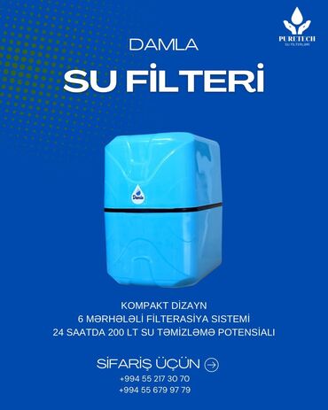 Su filtrləri: Puretech su filtrləri üçün kartriclər dəsti. Dəstdə 3 önləyici filtr — 14