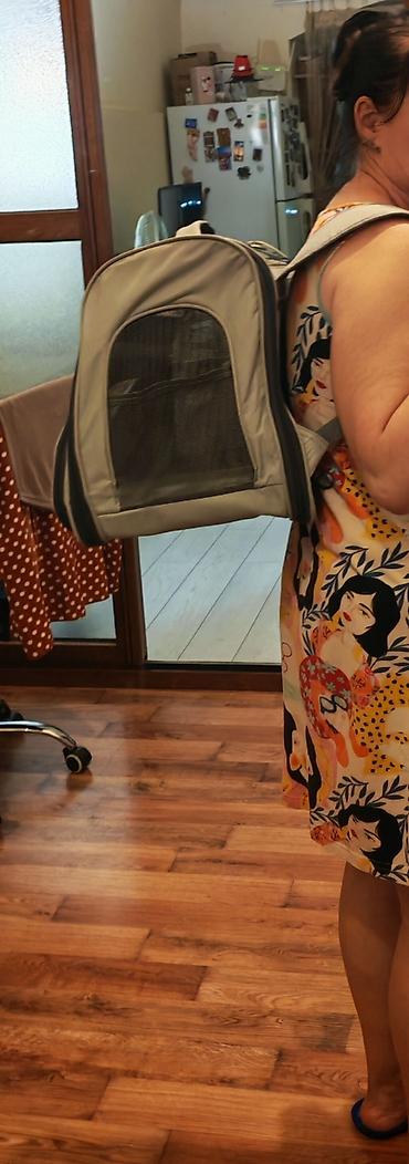 Зоотовары: Ev heyvanları üçün daşıma çantası/backpack tipli daşıyıcı. Açıq boz — 10