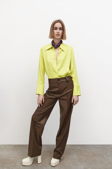 женские брюки: Брюки Zara, XS (EU 34), цвет - Коричневый