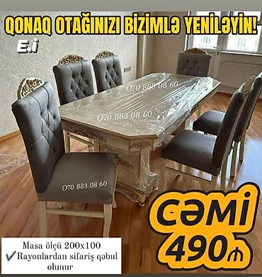 stol stul kreditle: Qonaq otağı üçün, Yeni, Açılmayan, Dördbucaq masa, 6 stul — 1