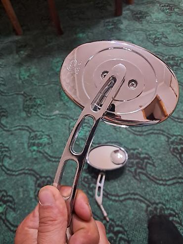 Транспорт: Motosiklet üçün oval arxa baxış güzgüləri (cüt) - Material: xrom — 5