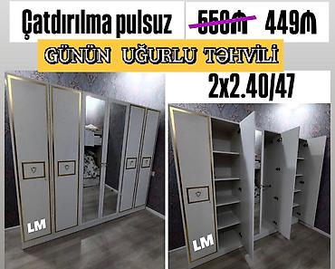şkaf kupe: Düz dolab, Yataq otağı üçün, Paltar üçün, Kupe, 6 qapı — 1