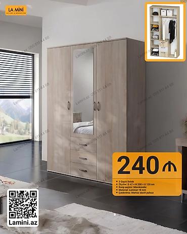 Ev üçün mebel: LA MİNİ – 3 qapılı dolab - Model: 3 qapılı dolab, orta qapıda tam boy — 1