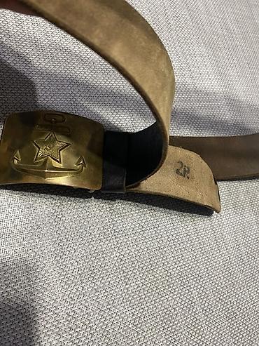 Кайыштар жана курлар: Кожаный ремень с латунной пряжкой ВМФ СССР - Материал ремня — 4