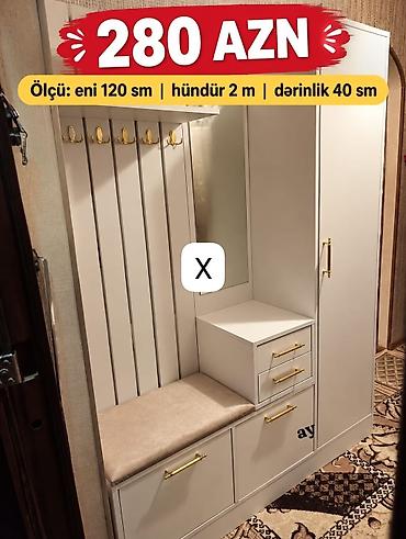 Dəhliz üçün çoxfunksiyalı gardırob-komod dəsti Qiymət: 280 AZN Ölçü