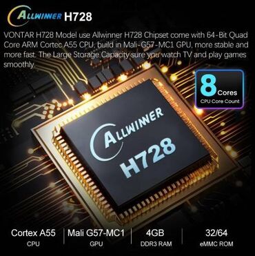 DVD i Blu-ray plejeri: Android TV Box - VONTAR H728 Allwinner- 4/64GB - 8 jezgara procesor — 6