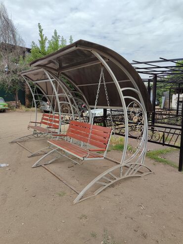 Садовые качели: Садовые качели Металл, Со спинкой, С крышей — 19
