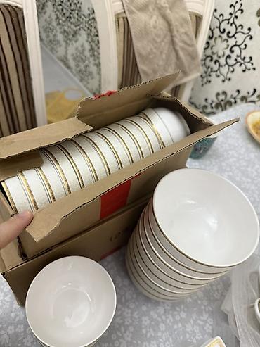 Наборы посуды: Набор фарфоровой посуды с золотым кантом - Материал: тонкий фарфор — 11