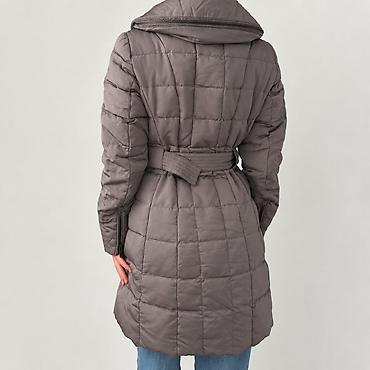 Личные вещи: Zara | Женское стёганое пальто-пуховик, серо‑графитовый цвет. - Длина — 3