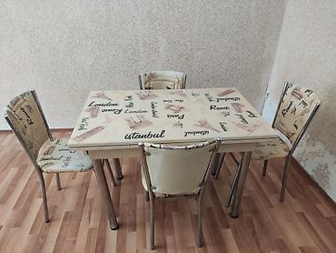 Mətbəx üçün, İşlənmiş, Kvadrat masa, 4 stul