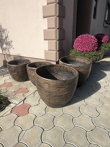 drvene saksije: Set ukrasnih saksija za baštu/terasu - Materijal: izgled rustičnog — 1