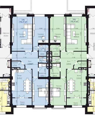 квартиры нижний ала арча: 3 комнаты, 112 м², Элитка, 11 этаж, ПСО (под самоотделку)