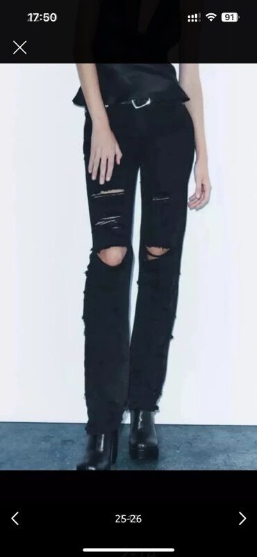 CD, DVD disklər və kassetlər: Zara, yırtıq detallı cins şalvar Dizlərdə və digər yerlərdə yırtıqlar — 2