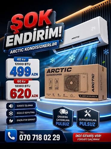 40 kv 12000 BTU – 499 AZN 60 kv18000 BTU – 620 AZN Anbardan satış