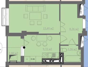 Продажа квартир: 1 комната, 42 м², Элитка, 8 этаж, ПСО (под самоотделку)