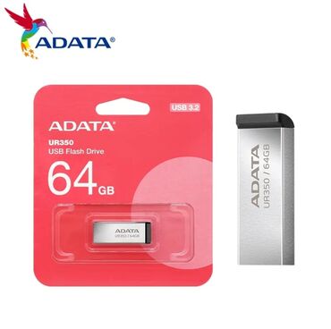 Жесткие диски, переносные винчестеры: Флеш накопитель 64 Гб ADATA UR350, USB 3.2 Gen 1. Новая, в