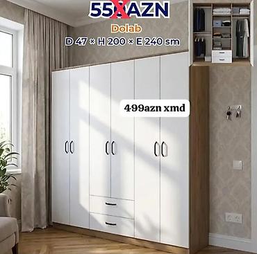 Mebel dolabı – 5 qapılı, 2 aşğı çekməcəli, asılqan və rəf bölmələri