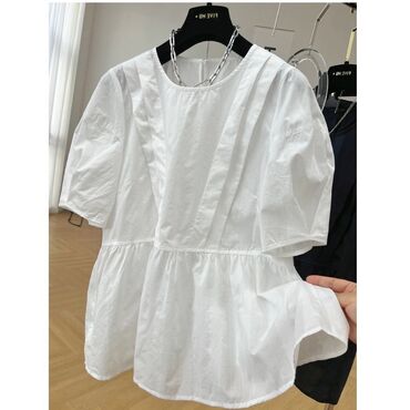 блузка женская размер м: Блузка, Классическая модель, Однотонный, Прозрачная модель