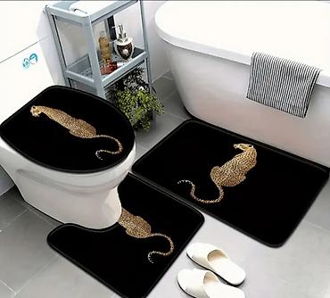 Сантехника: Banyo üçün 3-lü xalça dəsti - Dəst: unitaz qapağı örtüyü, unitaz önü — 1