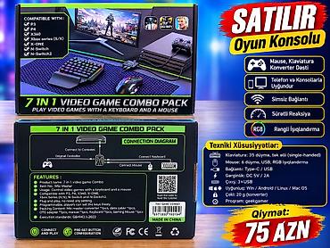 retro konsol: 7 in 1 Video Game Combo Pack – Mouse, Klaviatura və Konvertor Dəsti — 2
