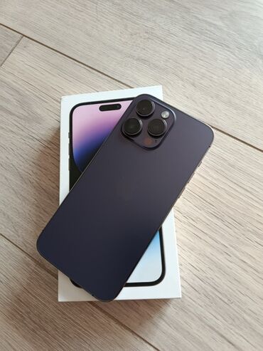 компьютер айфон: IPhone 14 Pro Max, Б/у, 256 ГБ, Deep Purple, Защитное стекло, Чехол, Кабель, 83 %
