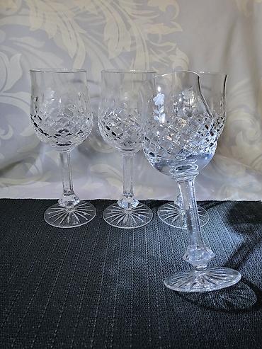 Čaše: Case kristal,gravura za vino 80te.god. Masivne case kristal za vino — 7