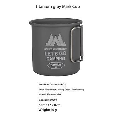 кемпи: Кружка для кемпинга (серый), ⌀7.1х7.8см, WELLHIKEOutdoor Mark Cup — 1