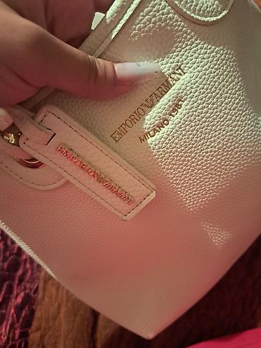 Çantalar: Emporio Armani əl çantası ORJINAL - Rəng: açıq krem/ivori - Material — 4