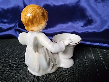 Sveće i svećnjaci: Nov porcelanski svecnja andjela iz 70ih.god. Nov svecnjak sa sedef — 4