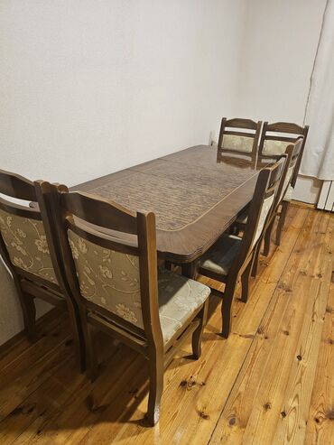 Masa və oturacaq dəstləri: Qonaq otağı üçün, Açılan, Dördbucaq masa, 6 stul -da lalafo.az — 6 Masa və oturacaq dəstləri: Qonaq otağı üçün, Açılan, Dördbucaq masa, 6 stul — 6