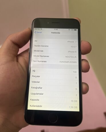 Apple iPhone: IPhone 6, < 16 GB, Black Titanium, Barmaq izi