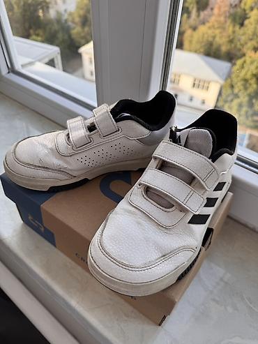 Детская обувь: Кроссовки Adidas, детские/подростковые, белые с черными — 3