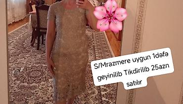 qar geyimi: - Qadın paltarı - Rəng: bej/qızılı tonlarda - Dizayn: tamamilə krujeva — 1