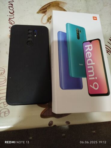 телефон алмашам: Redmi, Redmi 9, Б/у, 4 ГБ, цвет - Черный, 2 SIM