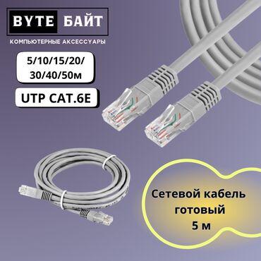 Кабели подключения: ⭕Сетевой кабель для интернета (патчкорд) 50м обжатый ( заводской — 10