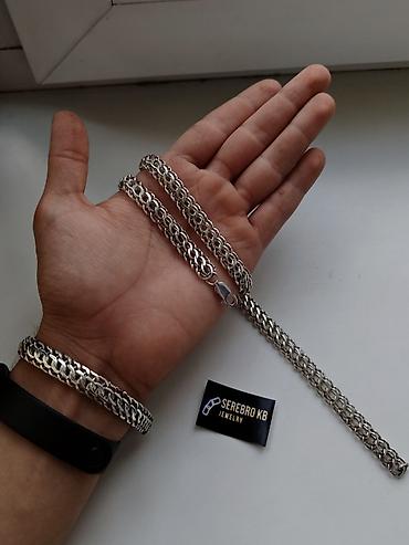 Серебряные цепочки: Серебряный комплект Питон 940 проба Серебряные Цепи и Браслеты — 40
