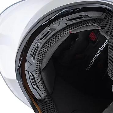 Oprema za bicikliste: Otvorena moto kaciga – bela, urbano/skarlet dizajn - Tip — 9
