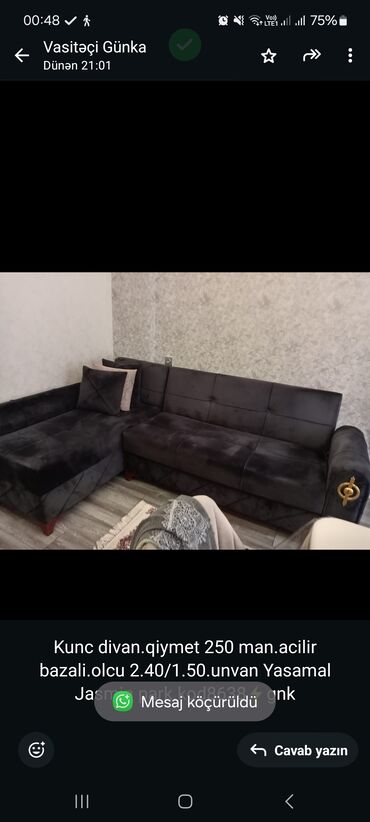 Mebel: Künc divan, İşlənmiş, Çatdırılma yoxdur