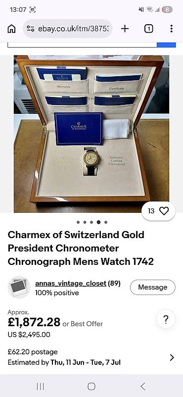 Наручные часы: Charmex of Switzerland “President” Chronometer Chronograph Kişi Saatı — 1
