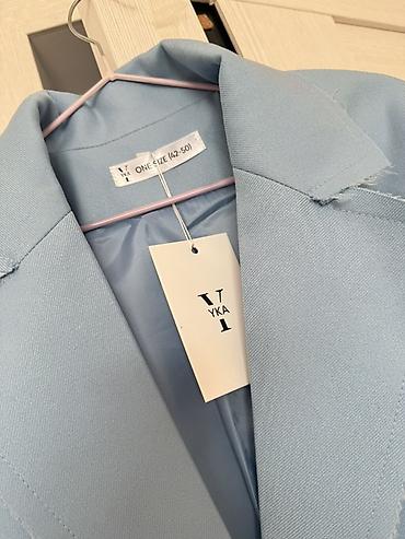 жилетка мужские: Женский жакет YKA, one size (42–50) - Цвет: пыльно‑голубой - — 1